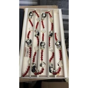 Christopher Radko Panda Glass Garland Ornament Red Beads Boxed